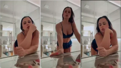Jessica Minasian on video showing her new lingerie