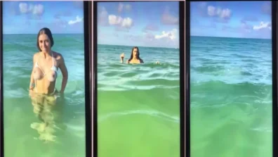 Naturist fit on the beach showing the tasty body