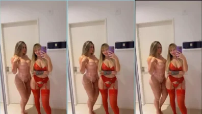 Sara Blonde and Blonde Friend of Lingerie Filming
