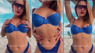 Larissa Sumpani without shame showing the pussy and breasts on the beach