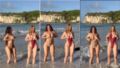 Sabrina Andreina and Busty Swimming Big Beach DANCING ON THE BEACH