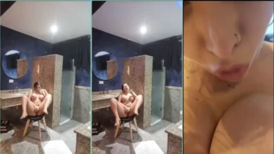 Busty flavia tamayo caressing the teats and pussy