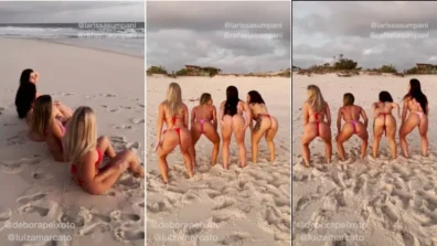 Larissa Sumpani and Brazilian Bikini Friends on the Beach