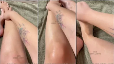 White Fairy Passing Body Oil on the Feet