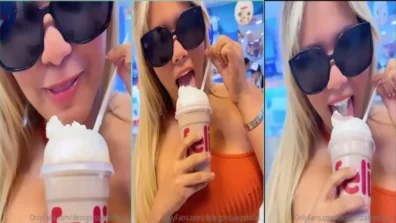 Desiree Gonzalez licking the ice cream with naughty face