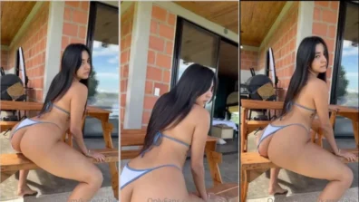 Karen Sedano brushing the pussy on the bench