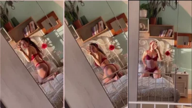 Keren Red Lingerie Canelon in Bed