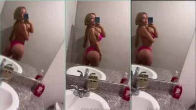 Ruby Main Bunduda in the bathroom mirror