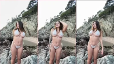 Beautiful Latina Sara Blonde on Bikini Stones