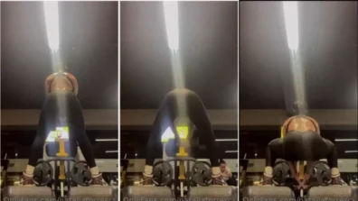 Natalia Torres at the gym taking weight